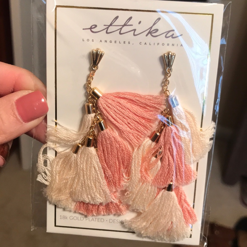 Pink tassel earrings